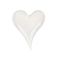 Srdce keramické, lesklá bílá barva. ALA1236 WH
